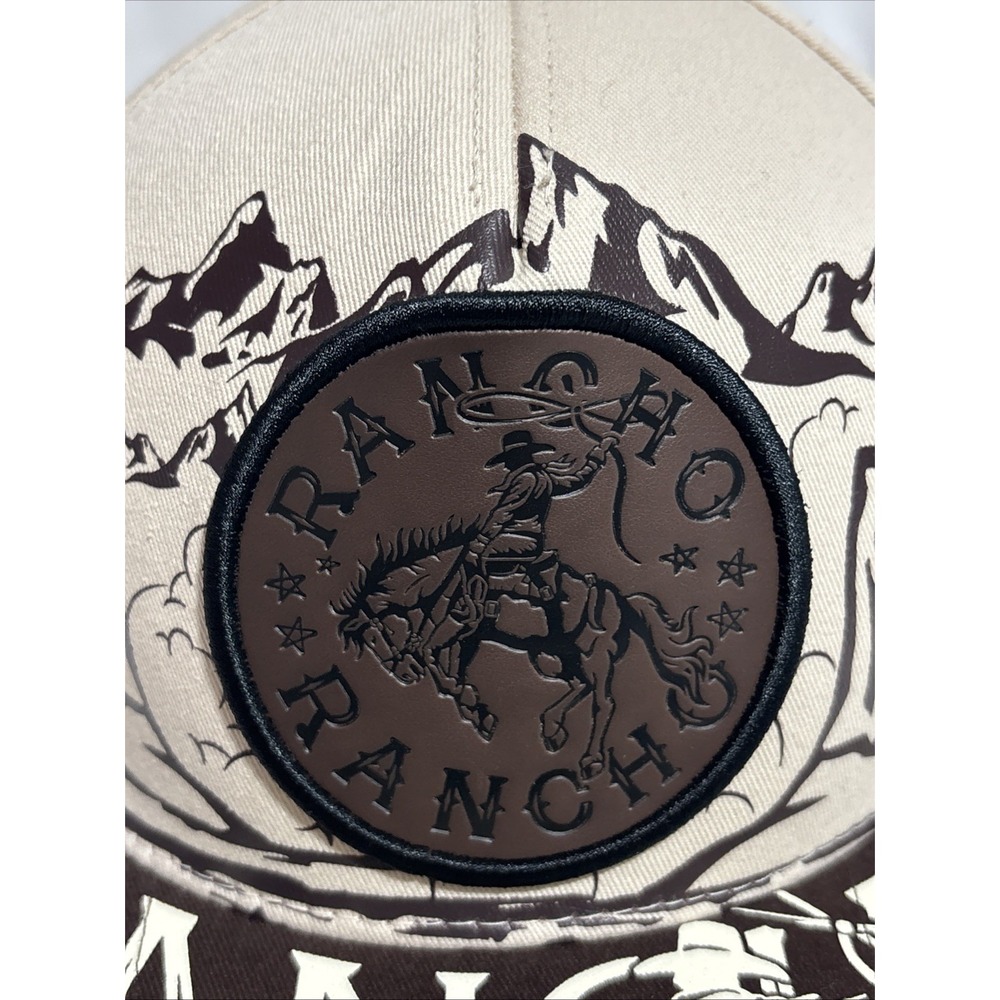 Top Level Rancho‎ Rodeo Cowboy Mens Cream Brown Adjustable Snapback Cap Hat - Picture 2 of 10